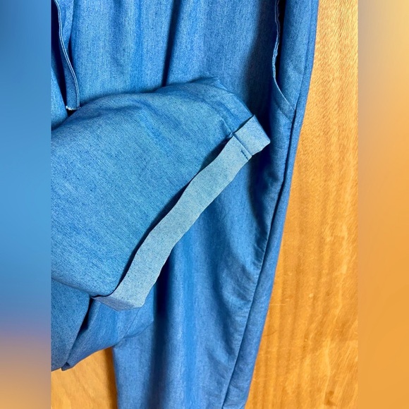 Blue Denim Cinch Waist Jumpsuit - Picture 6 of 6